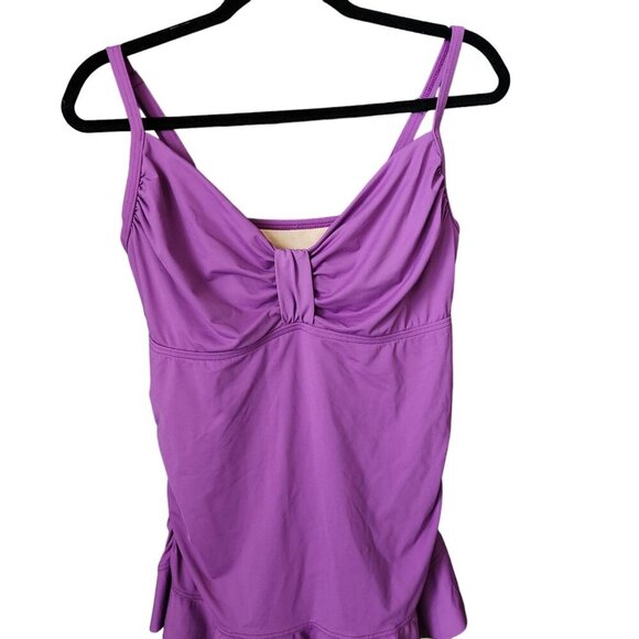 Lands End Underwire Tankini Tank Swim Top‎ Womens Sz 10 Ruffles Rouched - Picture 2 of 12